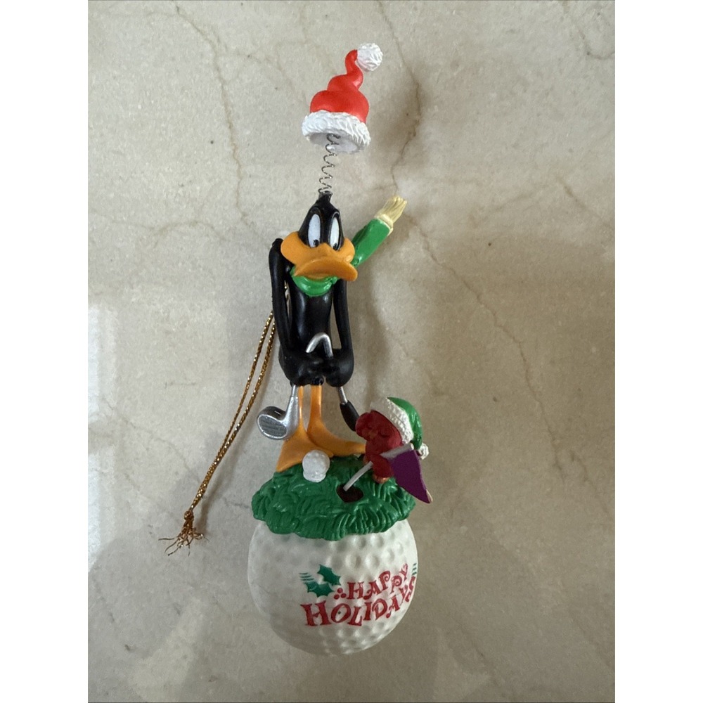 Looney Tunes Daffy Duck‎ Happy Holidays Golf Ball Christmas Tree Ornament Trevco